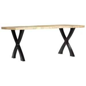 Juego de Mesa y Sillas de Comedor de Madera de Mango Sólida para 4 Personas, Diseño Cuadrado, Estructura de Hierro, Muebles de Comedor para Casa de Campo o Villa - Product Image 1