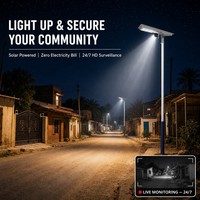 Lampadaire solaire avec caméra 4G WiFi 4MP, surveillance solaire extérieure 800W, CCTV sans fil IP65 LED pour route