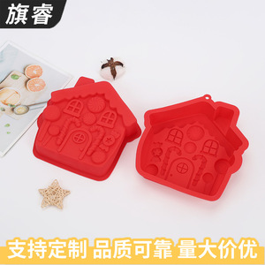 Christmas House Silicone Baking Mold Red Large Cake Chocolate Mold For Holiday Desserts - Product Image 4