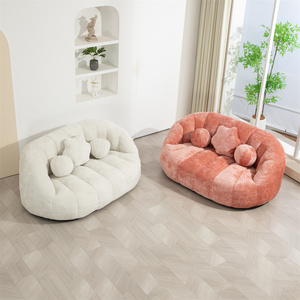 Manufacturer Chenille Fabric Loveseat 2-seat Lazy Accent Floor Soft Lounge Chair <b>Bean</b> <b>Bag</b> Chair Supplier <b>for</b> Bedroom - Product Image 6