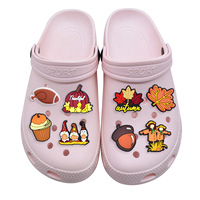 Breloques personnalisées pour chaussures de Thanksgiving, style citrouille d'automne, épingles à chaussures, vente en gros, badges et accessoires pour sabots, cadeau de récolte d'automne, dinde