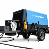 Compresseur d'air diesel portable hors réseau pour la construction, compresseur d'air 10-17 bars pour chantier de carrière