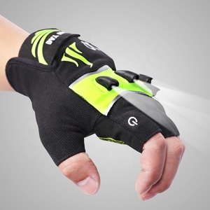 LED <strong>Light</strong> Short Finger Half Leather Non-Slip Cycling <strong>Gloves</strong> (<strong>Black</strong> Green) for Unisex Daily Use Camping Fishing Bike <strong>Riding</strong> - Product Image 6