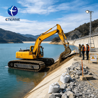 Excavatrice sur chenilles amphibie à long bras de 24 tonnes, durable, avec moteur Cummins, haute efficacité pour opérations en terrain boueux, garantie 1 an sur les roulements