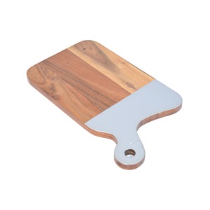 Planche à découper demi-blanche en bois d'acacia avec poignée pour servir et hacher des aliments de cuisine et de restaurant Élégant et durable - Product Image 3