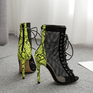 Botas de Mujer Otoño-Invierno 2023, Diseño de Serpiente, Tacón Súper Alto, Punta Abierta, Tacón Delgado - Product Image 6