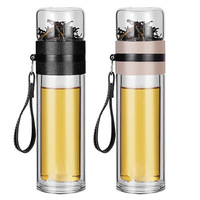 Baru Datang Lapisan Ganda Kaca Bening Cangkir Teh Botol Air Minum dengan Infuser Teh