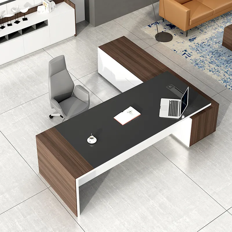 מודרני ריהוט משרדי שולחן עץ L בצורת בוס מחשב שולחן מגירת מנהלי משרד שולחן מנהלים