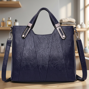Sac à main bandoulière en cuir véritable, souple, durable, léger, capacité 3L+, imperméable, écologique, fermeture éclair, deux poignées - Product Image 1
