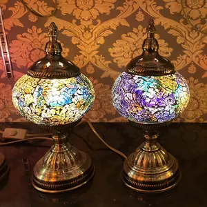 Lámpara de escritorio de cristal hecha a mano, mosaico de cristal, estilo turco, decoración romántica