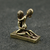Statuette érotique miniature en laiton antique pour adulte, sculpture humaine coquette, décoration artistique de bureau, accent décoratif vintage pour adultes