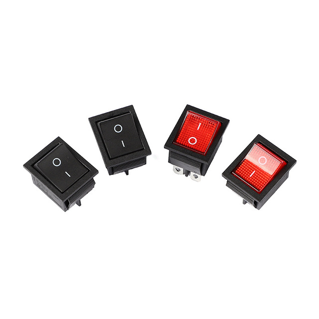 Ship Rocker Power Switch Four-Leg Red LED Light Fluctuation Model KCD4-A Black Spot Wholesale