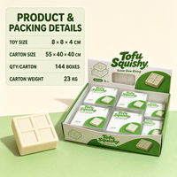 Jouet anti-stress souple en forme de bloc de tofu à remontée lente, motif quadrillé, pour enfants de 5 à 7 ans, non toxique, avec boîte de présentation transparente et plateau de présentation
