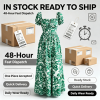 Nouvelle Robe Longue Florale Femme 2026 à Col Carré, Manches Bouffantes, Taille Smockée, Silhouette Évasée, Robe d'Été Bohème Chic ODMOEM