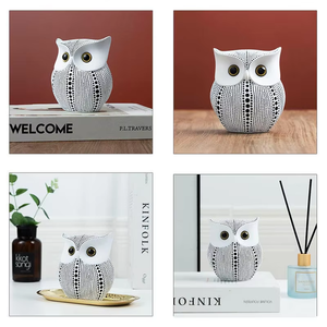 Pequeña estatua de búho hecha a mano figuritas de resina <span class=keywords><strong>Buho</strong></span> para decoración del hogar para sala de estar dormitorio u Oficina Decoración - Product Image 2