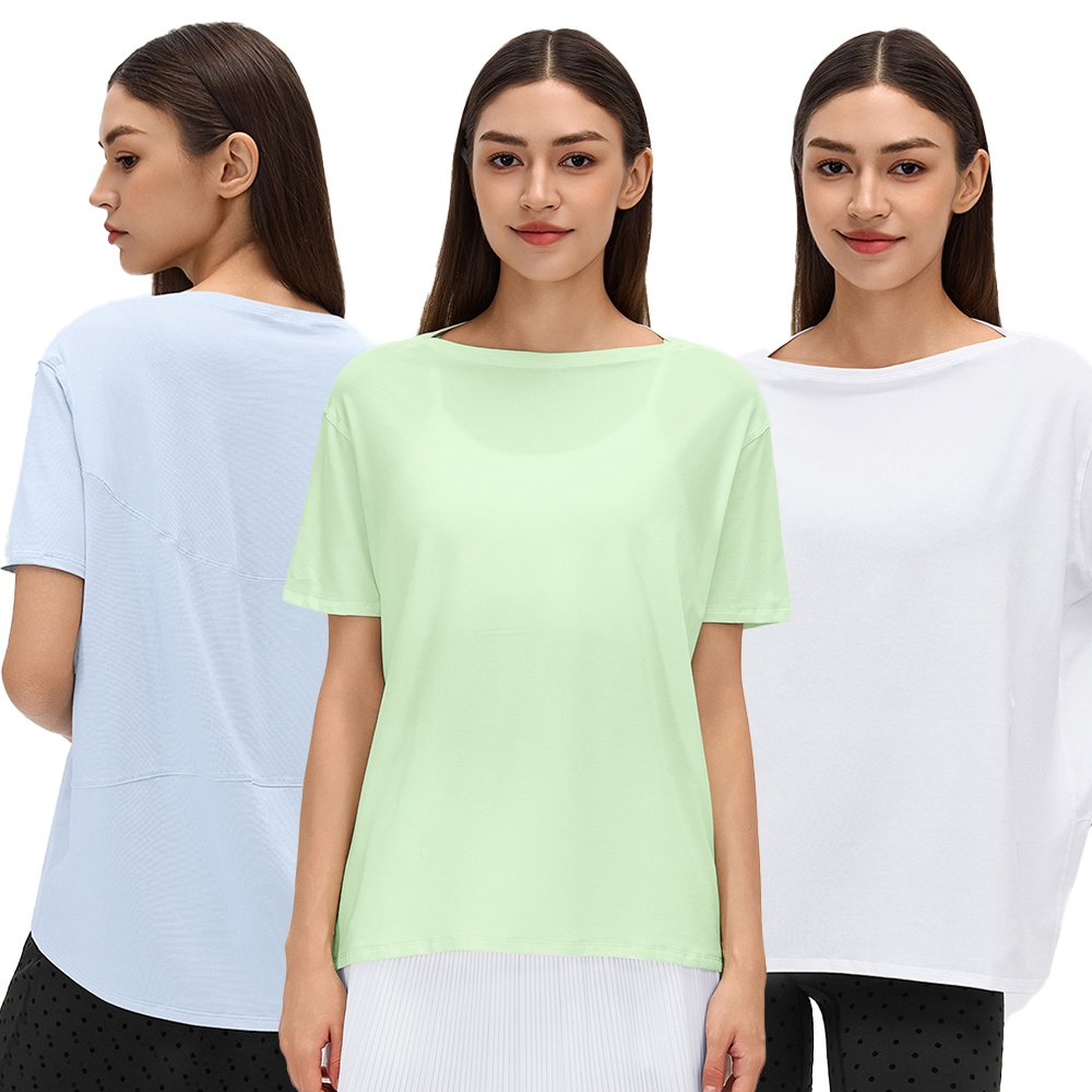 Summer Yoga Clothing Breathable for Short-sleeved Women's Loose Casual Top Outdoor Running Fitness Sports T-shirt