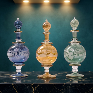 Juego de botellas de perfume de vidrio soplado de lujo de estilo egipcio LW43 grande Piezas decorativas hechas a mano con técnica de chorro en la boca - Product Image 2