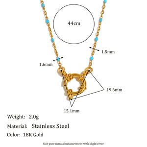 Collana a maglie di perle epossidiche colorate con catena Multi-funzionale con fibbia fai da te collana con ciondolo 18K oro placcato in acciaio inossidabile - Product Image 6