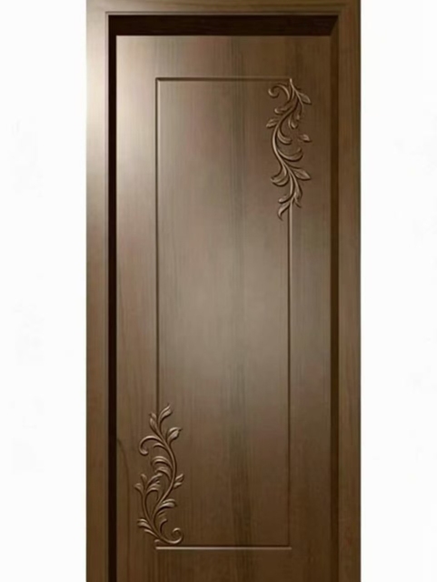 Solid Wood Waterproof Apartment Door Finished Surface Elegant Carving Design for Home Interior