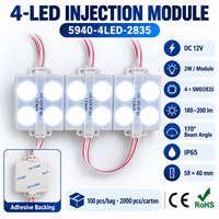Module LED 12V 2W SMD 2835, module LED étanche IP65 avec 4 LED et lentille 170 degrés pour lettres lumineuses et caissons lumineux