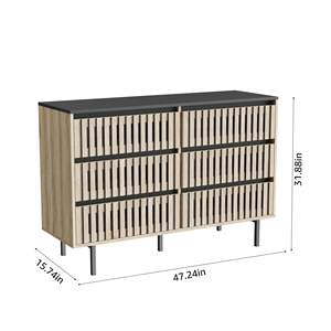 Armoire de rangement à six tiroirs en bois, design minimaliste, organisateur de salon, durable, type sur pied, forme rectangulaire - Product Image 6