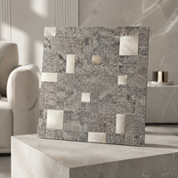 Carreaux de mosaïque autocollants aspect pierre carrée, métal brossé mélangé, décoratifs pour crédence murale