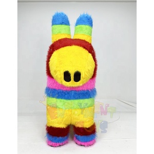 Bonito nuevo diseño creativo Arco Iris Color inflable caballo mascota disfraz para adultos 2M felpa colorido caballo pony disfraces mascota - Product Image 2