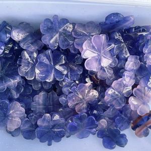 Vente en gros de trèfles à quatre feuilles en cristal de guérison, en fluorite violette naturelle et <span class=keywords><strong>aventurine</strong></span> verte, artisanat en quartz pour la décoration - Product Image 4
