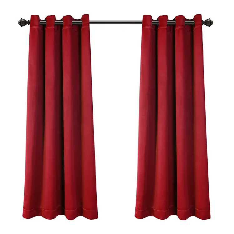 Hot Sale American Style OEM Accept Solid Red Blackout Curtains