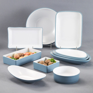 Melamine Dinnerware <b>Set</b> Rectangular Plates Serving Bowls For <b>Restaurant</b> Hotel Use Solid Color P8042 - Product Image 1