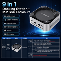 Station d'accueil USB C 9-en-1 avec boîtier SSD M.2 NVMe, hub Type C HDMI 4K 60Hz, lecteur de cartes SD TF 100W PD pour ordinateur portable