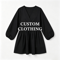 Robe smock en lin et coton, col en V, manches longues, grande taille, sur mesure pour femmes (OEM)