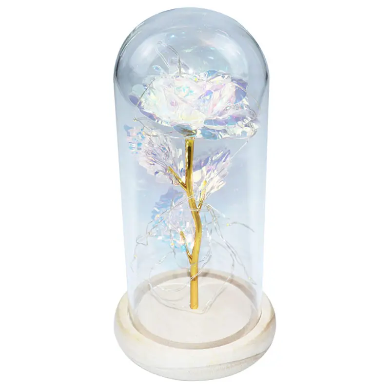 Artificielle 24K Feuille D'or Fleur Saint Valentin Cadeaux Doré Rose Lampe Led Fleurs Décoratives Avec Des Lumières