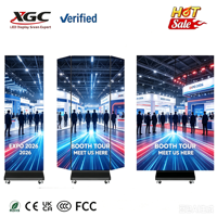 Afficheur LED sur pied, pliable en trois parties, avec contrôle Wi-Fi, P1.538 P1.86, affiche LED autoportante, 3840Hz, affichages LED d'intérieur pour centres commerciaux, commerces de détail, halls d'accueil