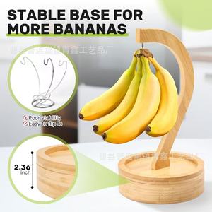 Wooden Banana <b>Shelf</b> Round Standing Type Space Saving Fruit Display Rack For Home <b>Desktop</b> Use - Product Image 2