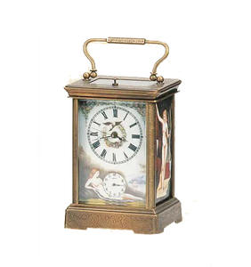 Caja de latón estilo Boite, pintura desnuda artística, esfera de porcelana y paneles laterales, Capítulo de alarma, plataforma Visible, reloj de carro de escape - Product Image 1