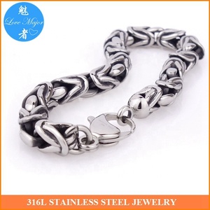 Bracelet en argent rond lourd, chaîne byzantine royale, solide, fait à la <span class=keywords><strong>main</strong></span> - Product Image 3