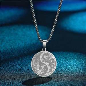 สร้อยคอจี้มังกรหยินหยางสแตนเลสสตีลและฟีนิกซ์เครื่องประดับสัญลักษณ์สไตล์จีนทันสมัยสำหรับผู้ชายผู้หญิง - Product Image 5