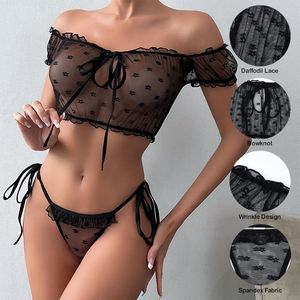 Лидер продаж, Женский эротический кружевной бюстгальтер и трусики, комплект нижнего белья, прозрачные сексуальные двойки, ODM поставка - Product Image 2