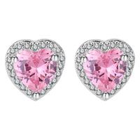 Conjunto de Joyería de Moda Clásica de Latón Plateado con Corazón de Circonio para San Valentín, Aretes, Anillo y Collar Ajustables de Cobre para Mujer