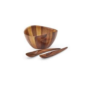 Saladier en bois d'acacia imprimé personnalisé de luxe Nouveau design Plat de service en céramique émaillé imprimé pour les fêtes Style vintage - Product Image 5