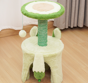 Structure d'escalade pour chat en forme de tour avec arbres décorés d'avocats et nid grattoir - Product Image 3