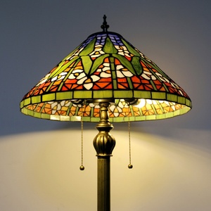 Lámpara de Pie LED de Vidrio Estampado Tradicional LongHuiJing con Pantalla Tiffany de Bronce, Iluminación de Lujo para el Hogar, Base E26 - Product Image 4