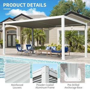 Vente en gros de gazebo de balcon personnalisé noir blanc cadre en alliage d'aluminium toit à persiennes réglable <span class=keywords><strong>piscine</strong></span> écologique coupe-vent étanche à la neige - Product Image 2