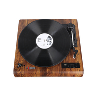 Tourne-disque à dents bleues, en bois, 3 vitesses, en vinyle, avec couvercle anti-poussière, vente en gros
