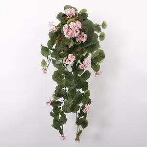 Qihao 인공 녹색 화환 가짜 실크 꽃 매달려 덩굴 베고니아 잎 식물 홈 웨딩 벽 파티오 룸 장식