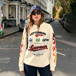 Sweat-shirt à manches longues en tricot gaufré personnalisé en gros pour usine, avec motif imprimé de marque personnalisé, en tissu doux et respirant, idéal pour la mode urbaine - Product Image 1