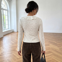 Camisas de Diseñador para Mujer, Blusa Personalizada Vintage de Manga Larga con Cuello en V y Volantes Elegantes para Fiestas