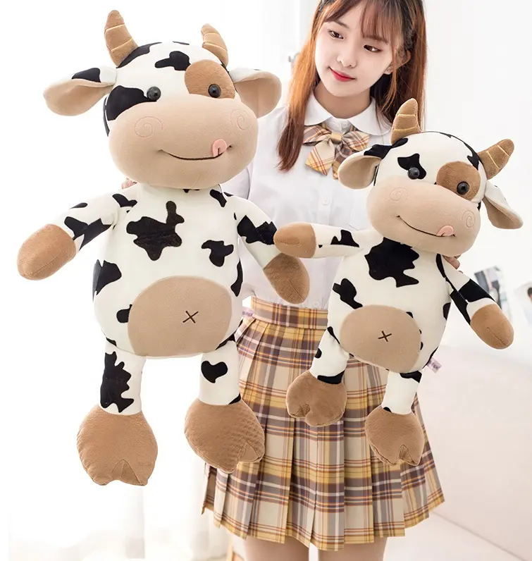 Jouets en peluche de vache personnalisés de 30cm Bovins en peluche Bovins en peluche doux oreiller d'anime jouet pour bébé fille