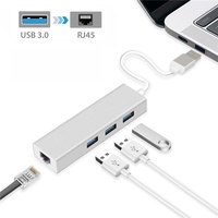 Carte Réseau USB Sans Pilote, Hub Répartiteur de Port USB 3.0, Câble RJ45 1000M, Boîtier en Aluminium, Convertisseur Réseau Type C pour Ordinateurs Portables et Téléphones